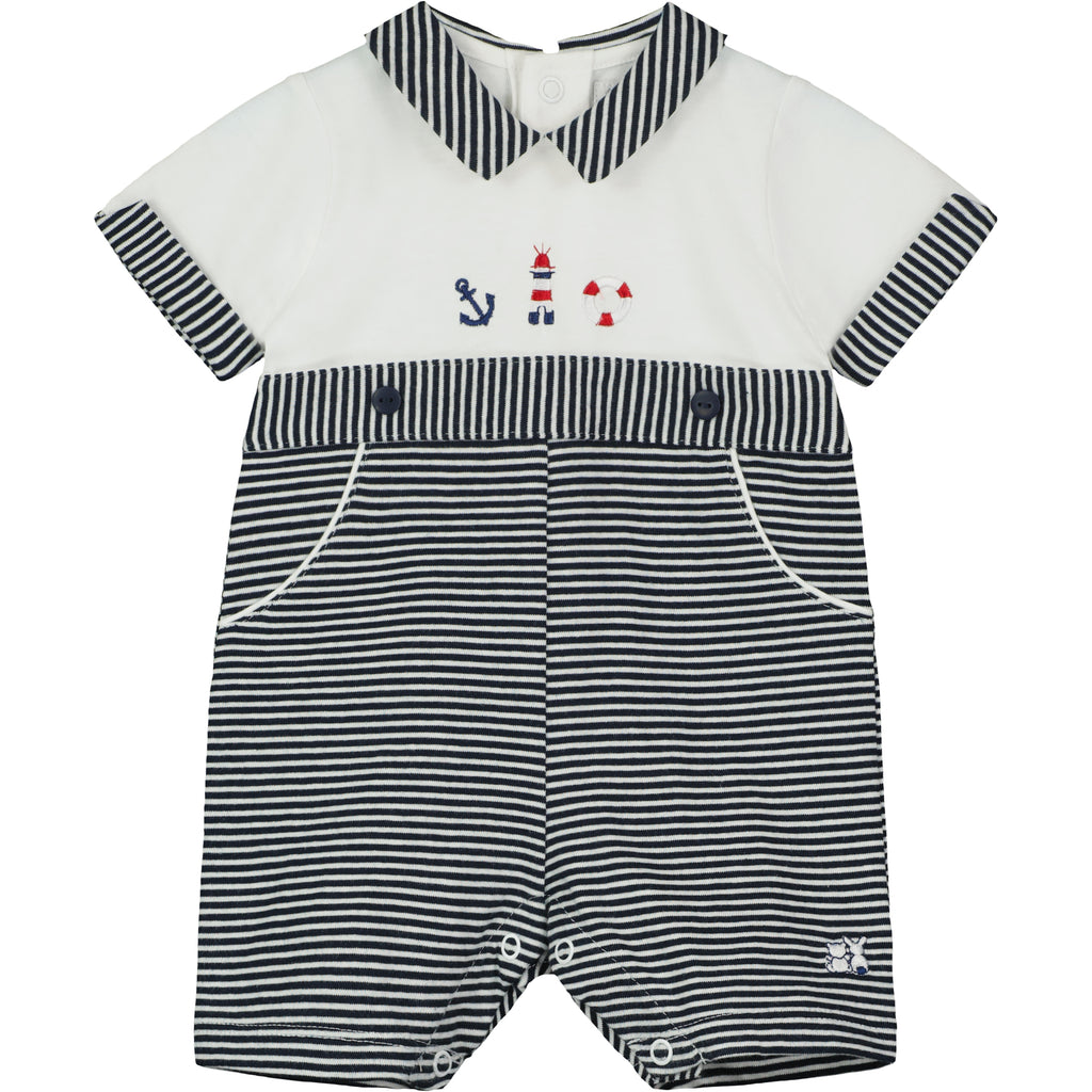 Emile et Rose Nautical Embroidered Romper