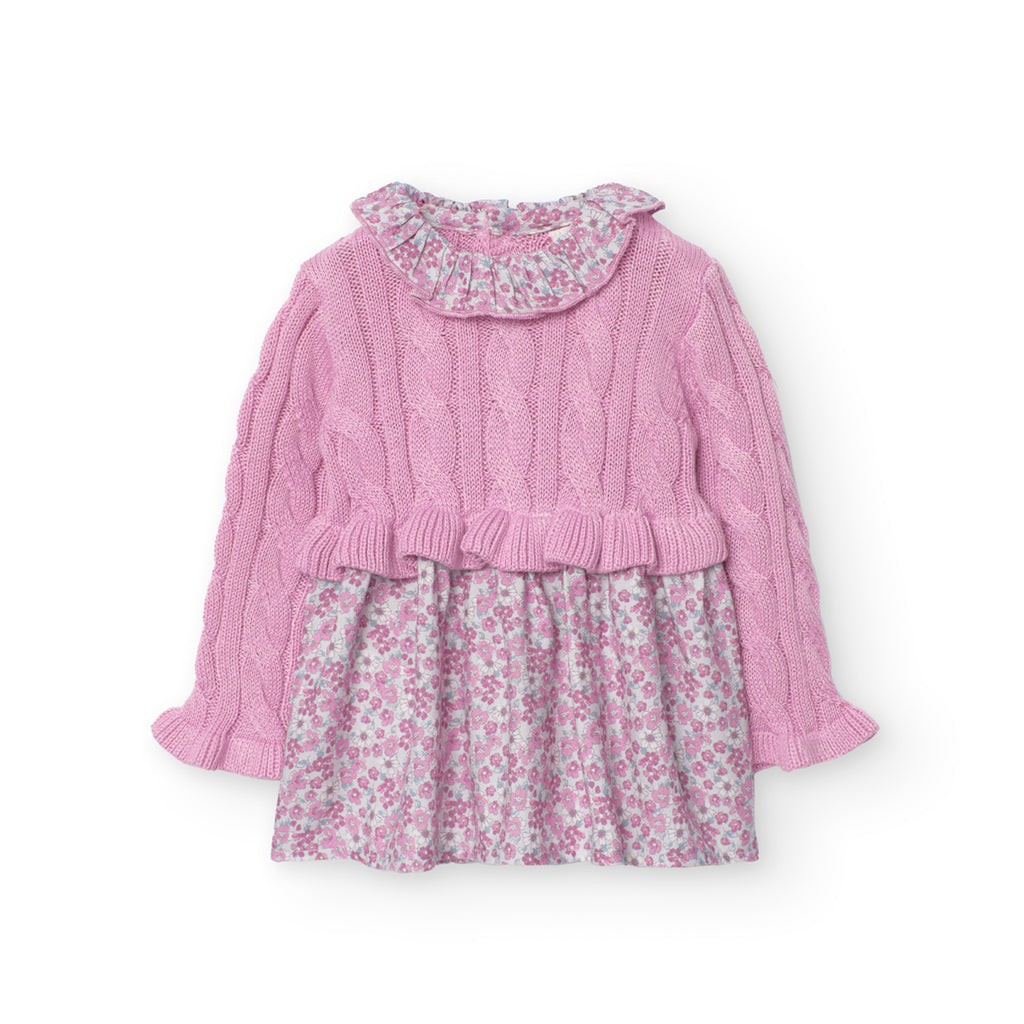 Boboli Pink Floral Knit Dress