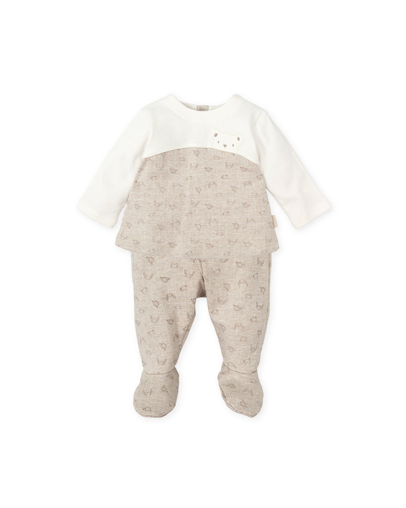 Tutto Piccolo Beige Print Two Piece Set