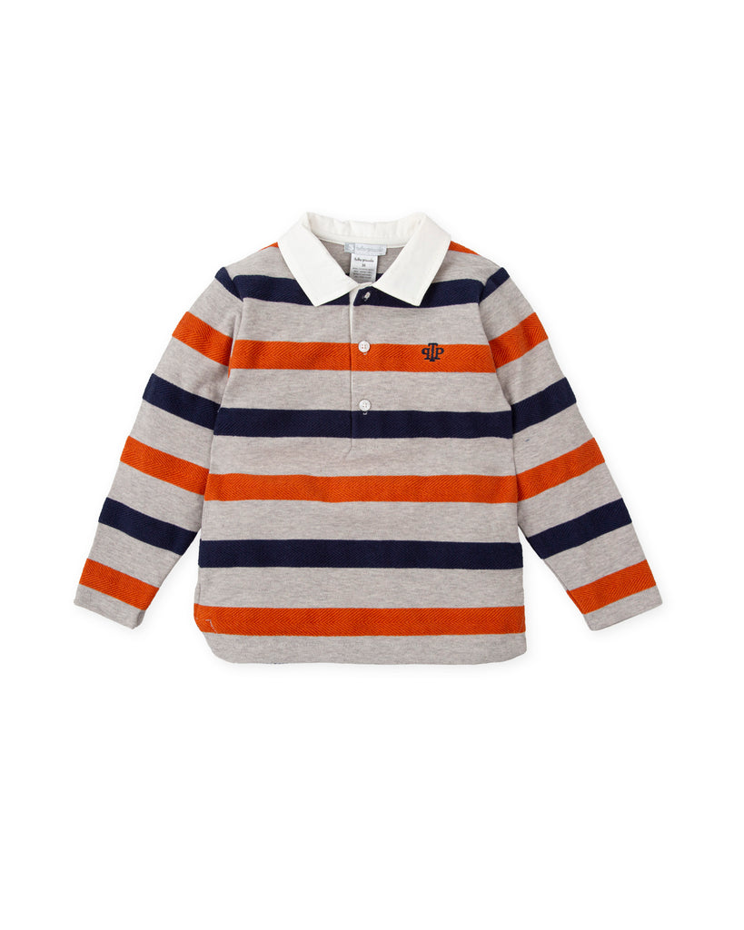 Tutto Piccolo Grey Stripe Polo Shirt