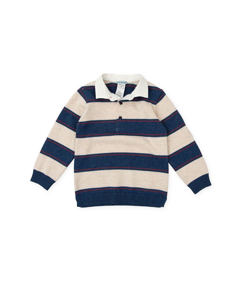 Tutto Piccolo Striped Knit Polo Jumper