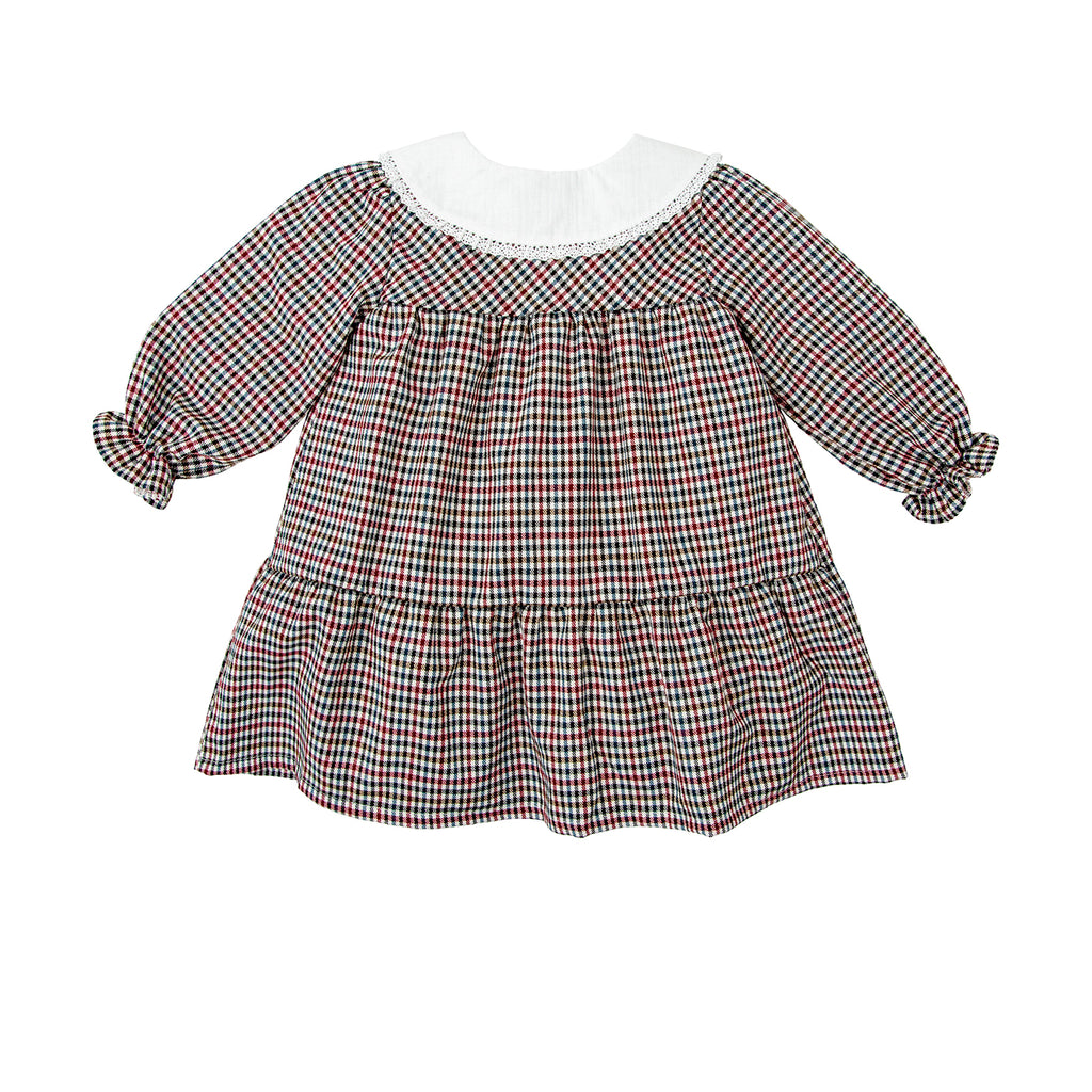 Babidu Maroon Dogtooth Check Dress