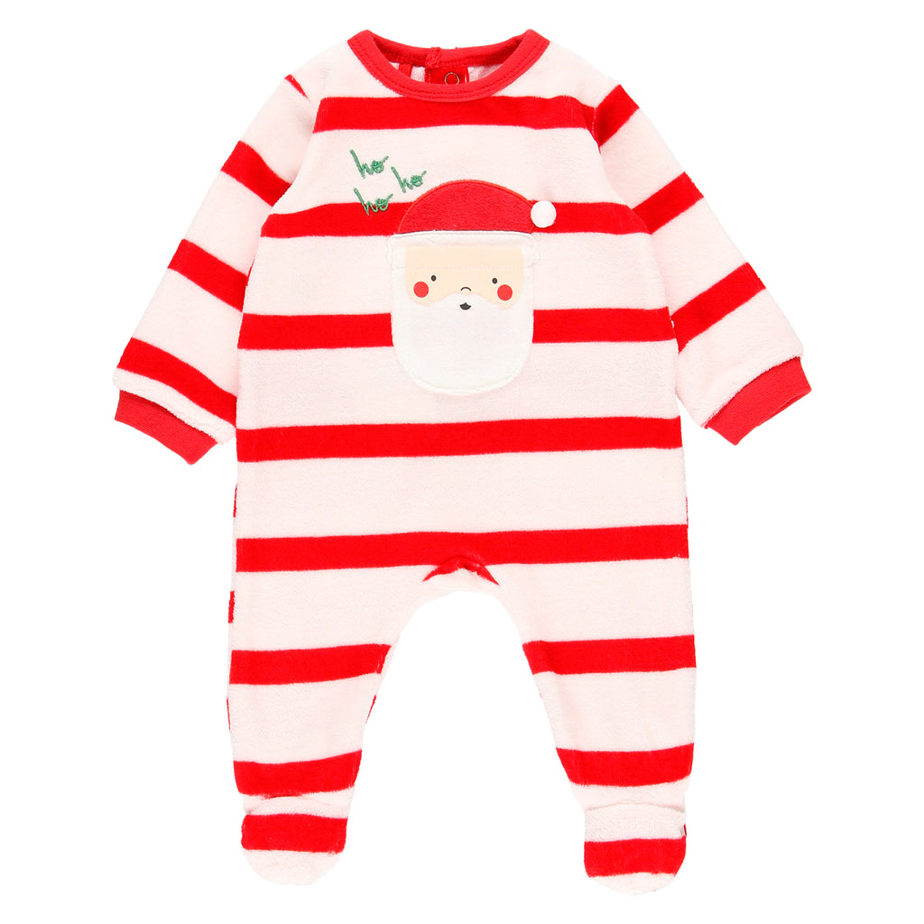 Boboli Striped Santa Velour Babygrow