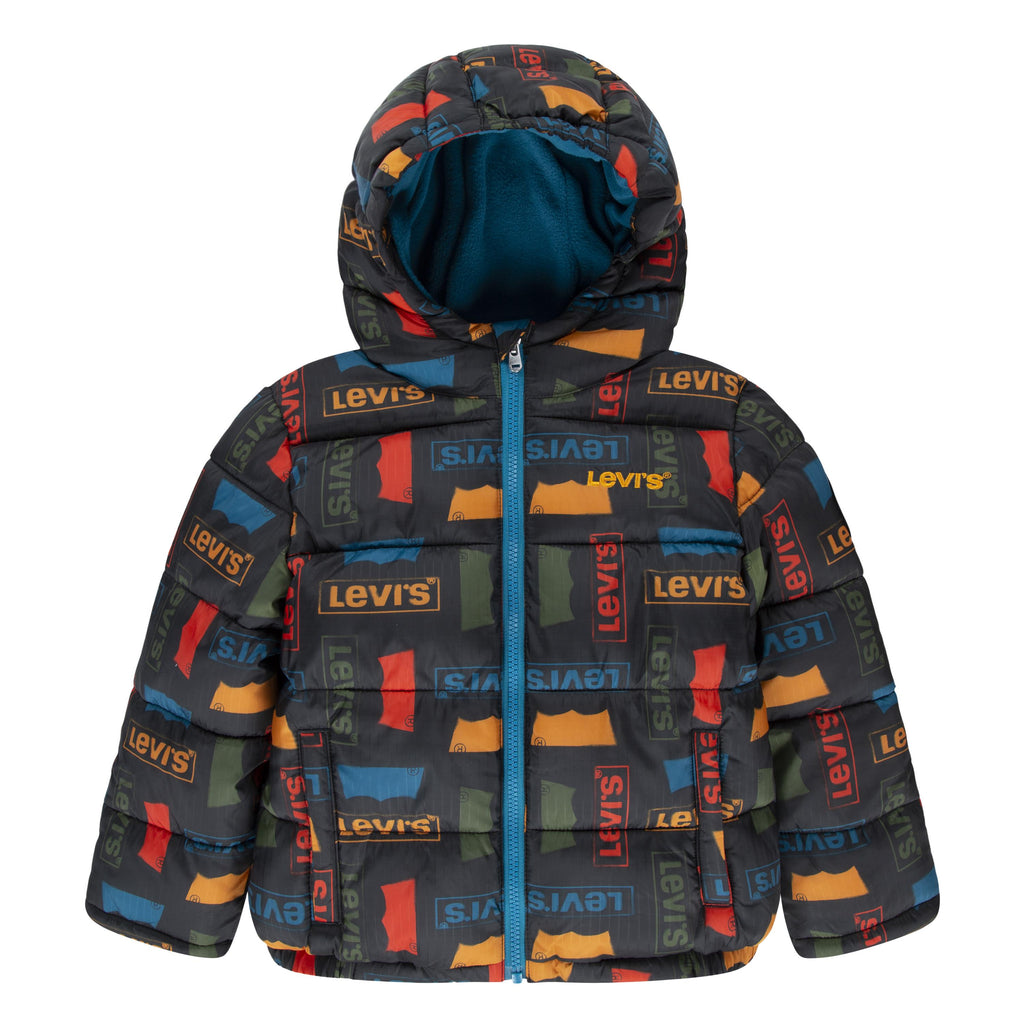 Levis Navy Logo Print Coat