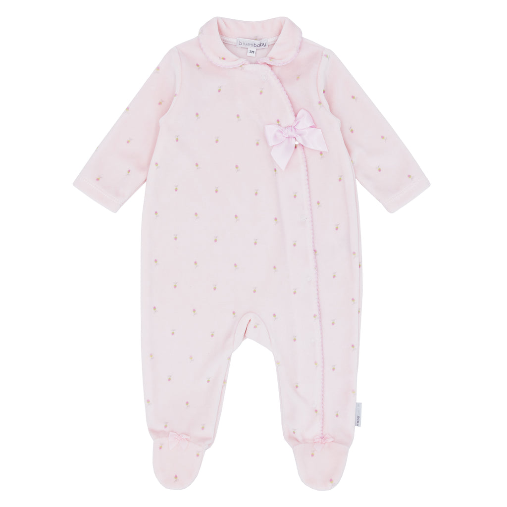 Blues Baby Pink Velour Babygrow