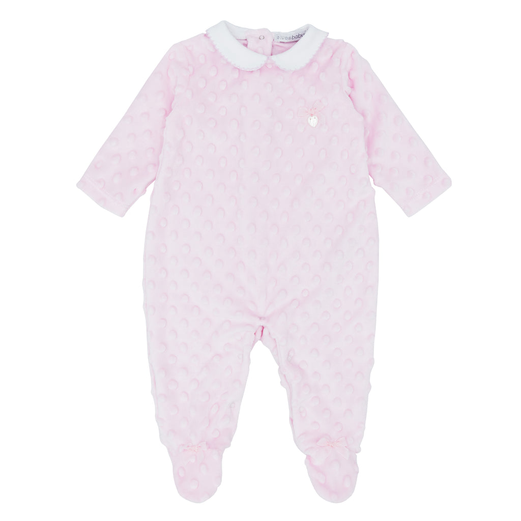 Blues Baby Pink Velour Babygrow