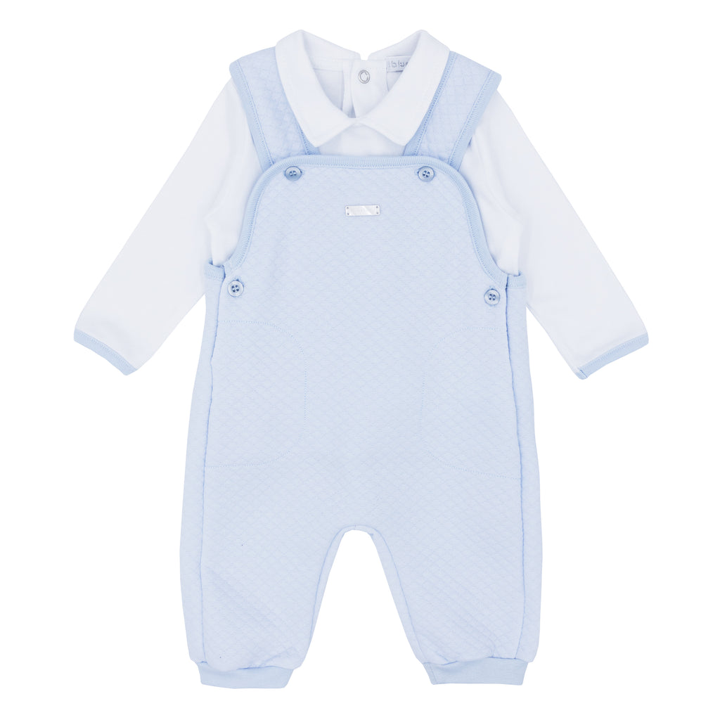 Blues Baby Jacquard Dunagree Set