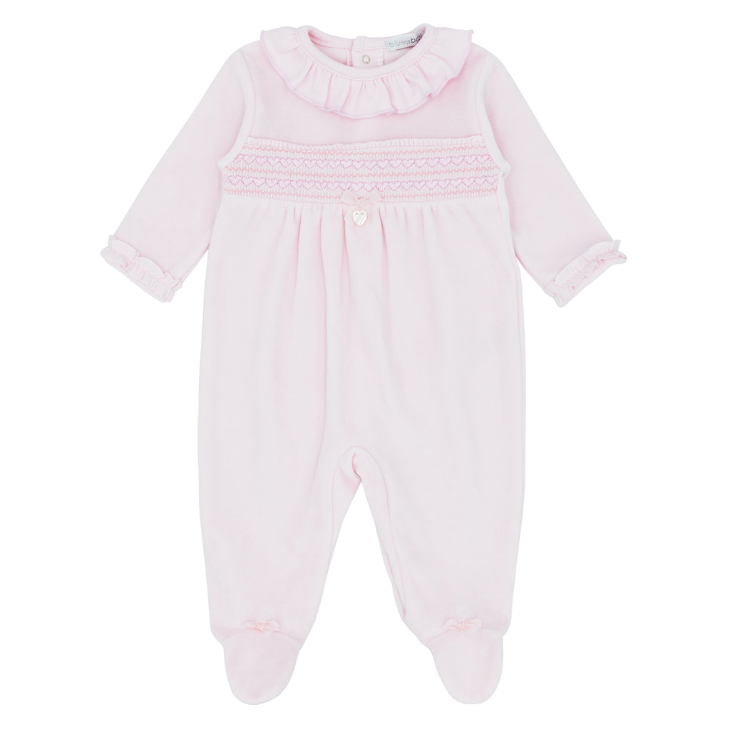 Blues Baby Pink Velour Babygrow