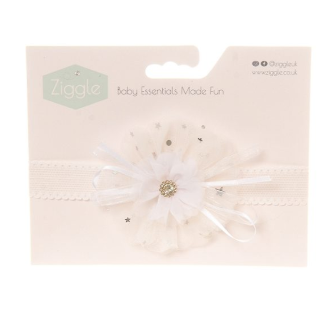 Ziggle White Christening Headband