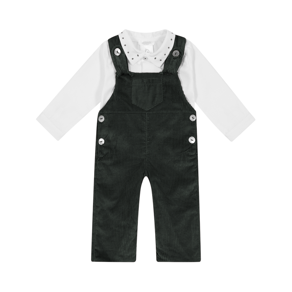 Deolinda Navy Cord Dungaree & Shirt Set