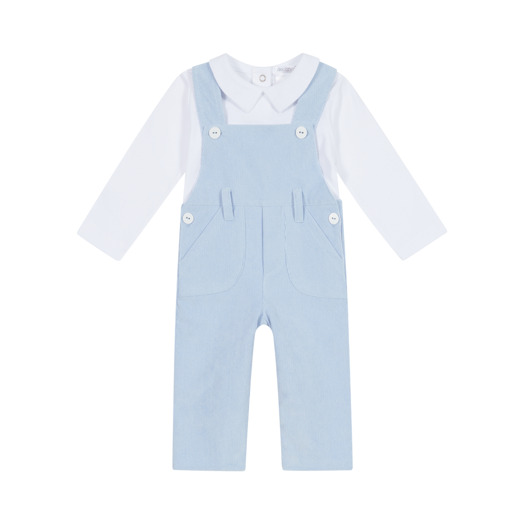 Deolinda Blue Cord Dungaree & Shirt Set