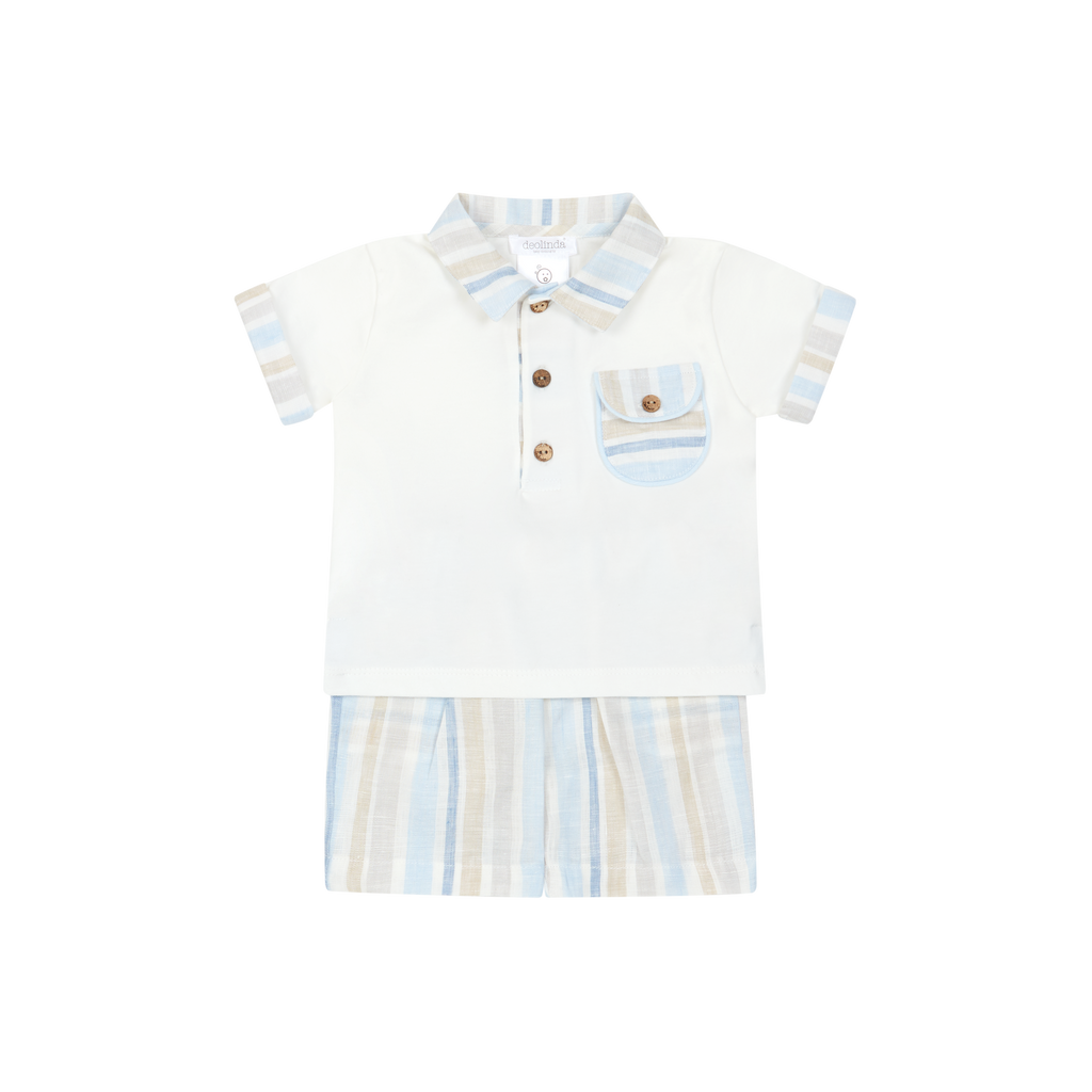 Deolinda Striped Shorts & Polo Shirt Set