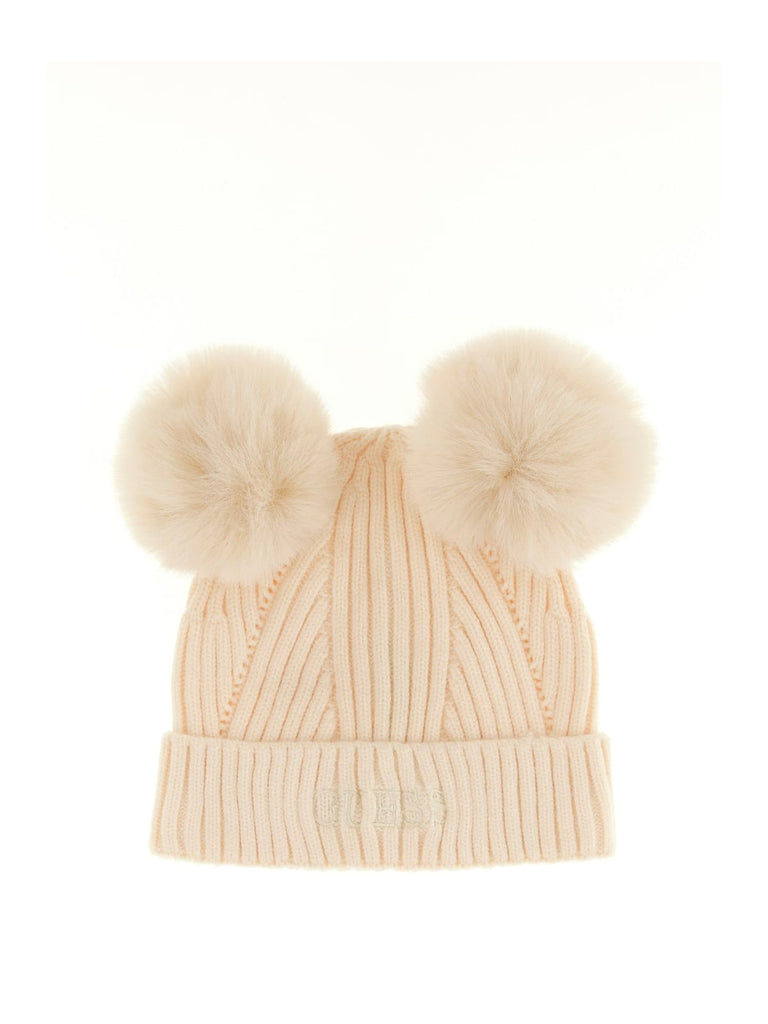 Guess Cream Knit Bobble Hat