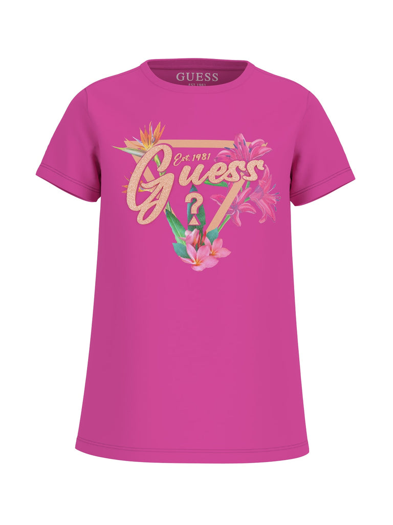 Guess Pink Logo Print T-Shirt