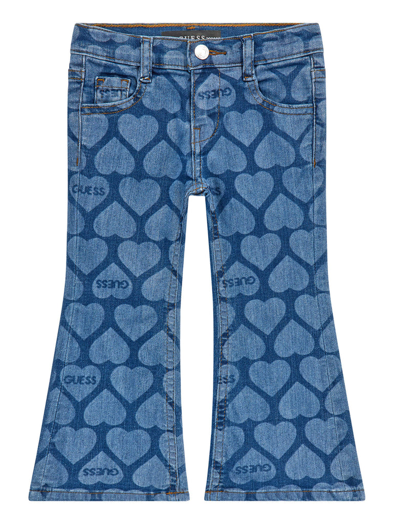 Guess Heart Print Flared Jeans