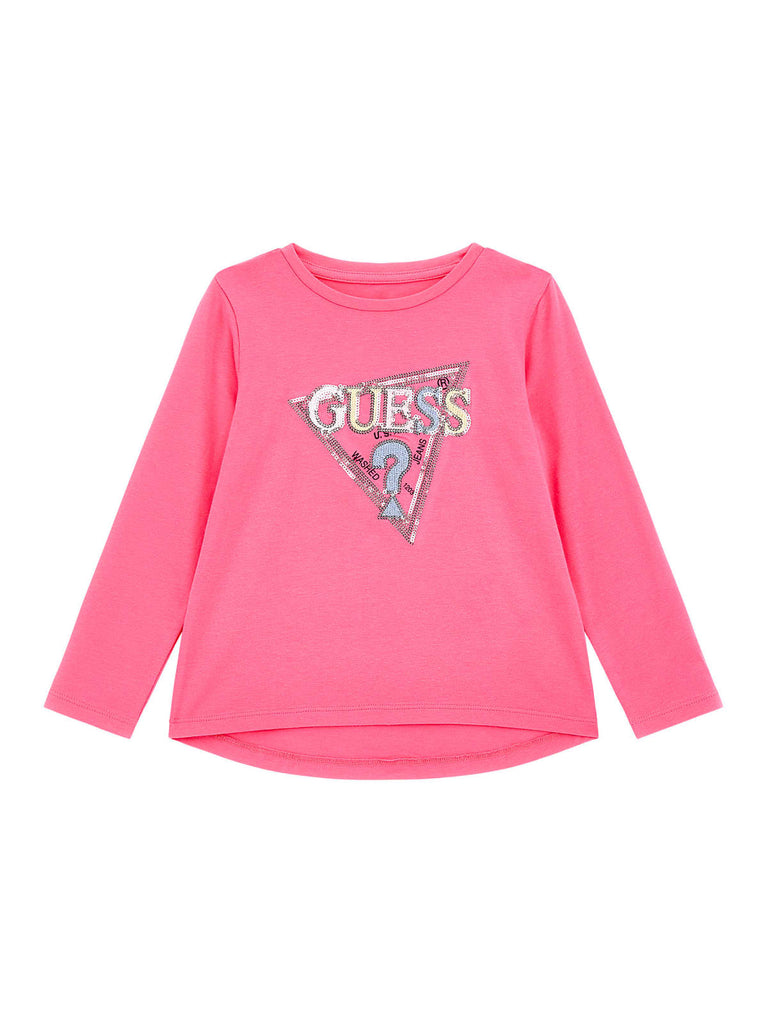 Guess Pink Sequin Long Sleeved Top