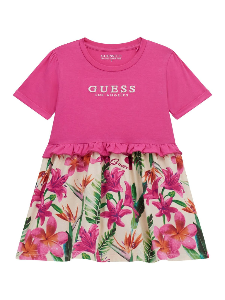 Guess Pink Tropical Print Dress