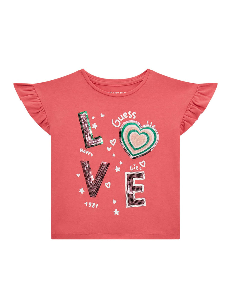 Guess Love Frill Sleeve T-Shirt