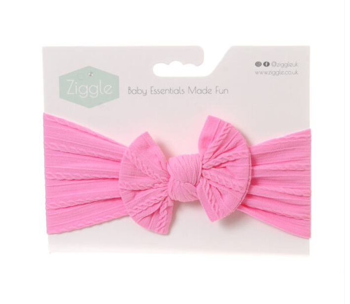 Ziggle Bright Pink Top Bow Turban Headband