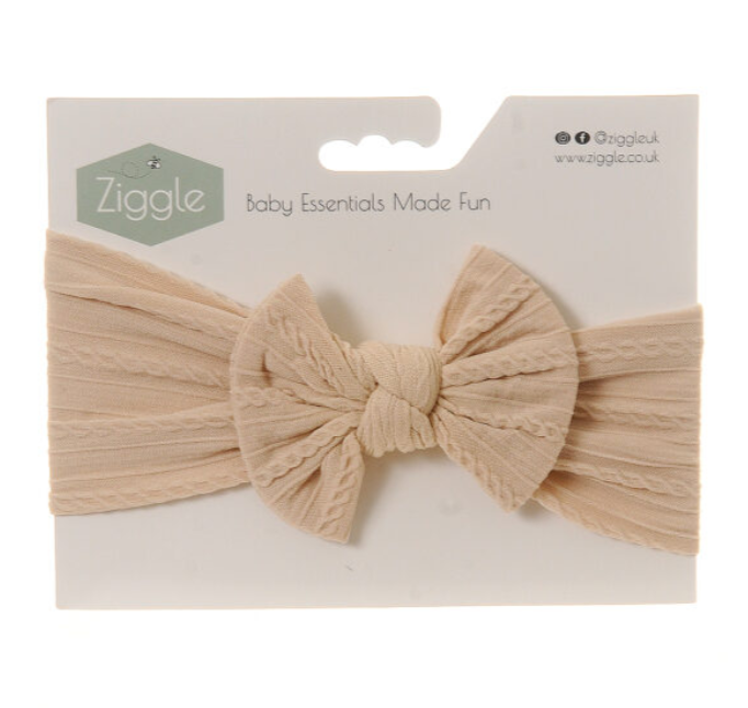 Ziggle Cream Bow Turban Headband