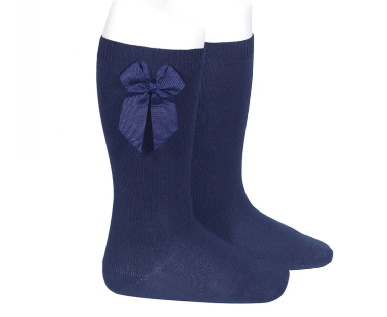 Condor Navy Knee High Socks with Bow