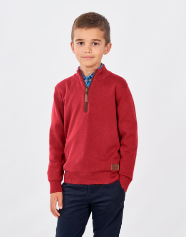 Spagnolo Red Half Zip Jumper