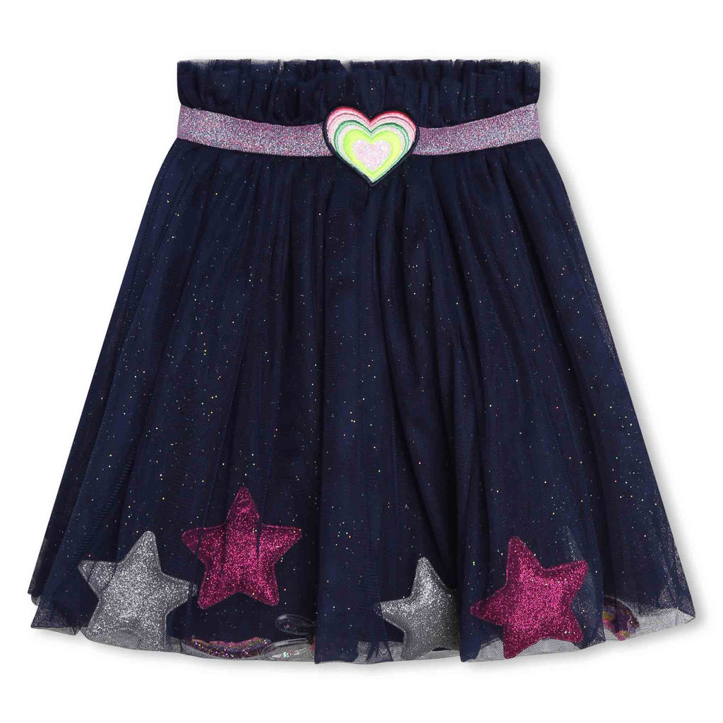 Billieblush Navy Glitter Tulle Star Skirt