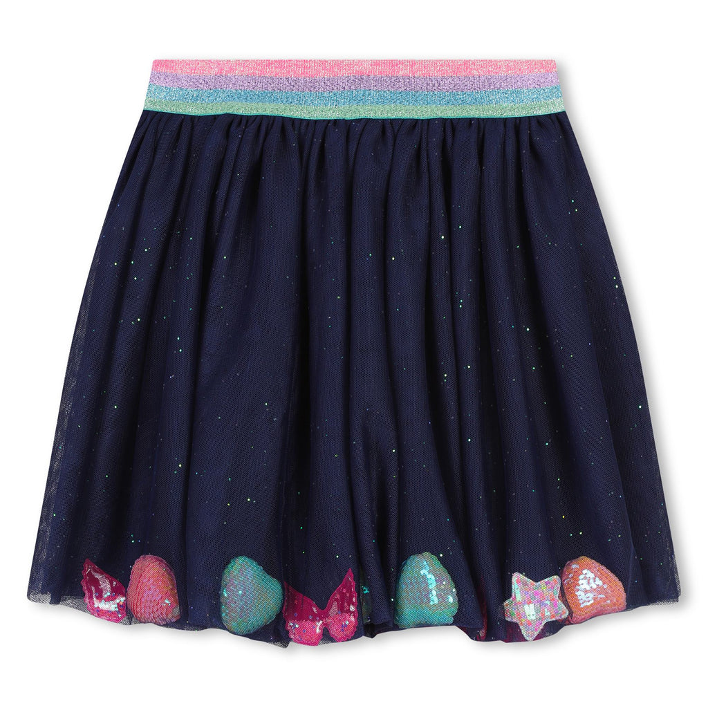 Billieblush Navy Glitter Tulle Skirt