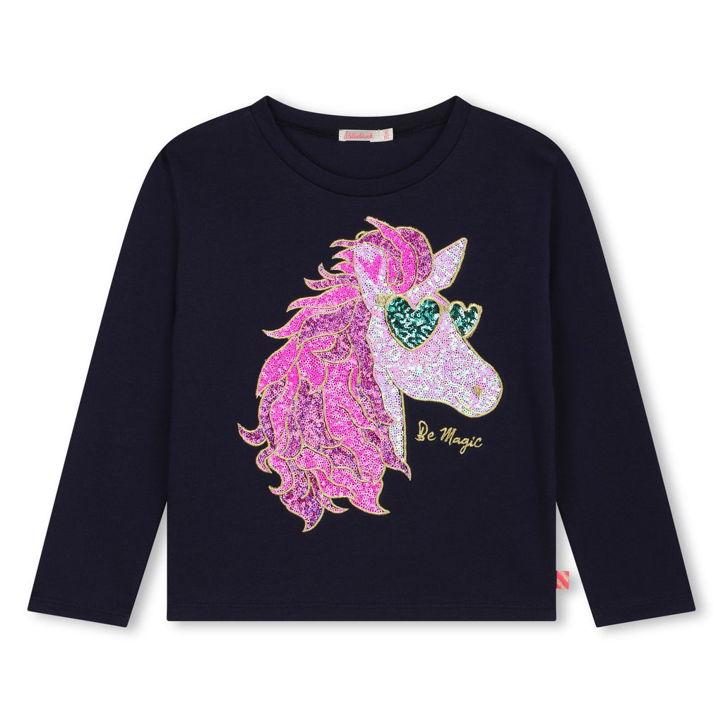 Billieblush Sequin Unicorn Long Sleeve Top