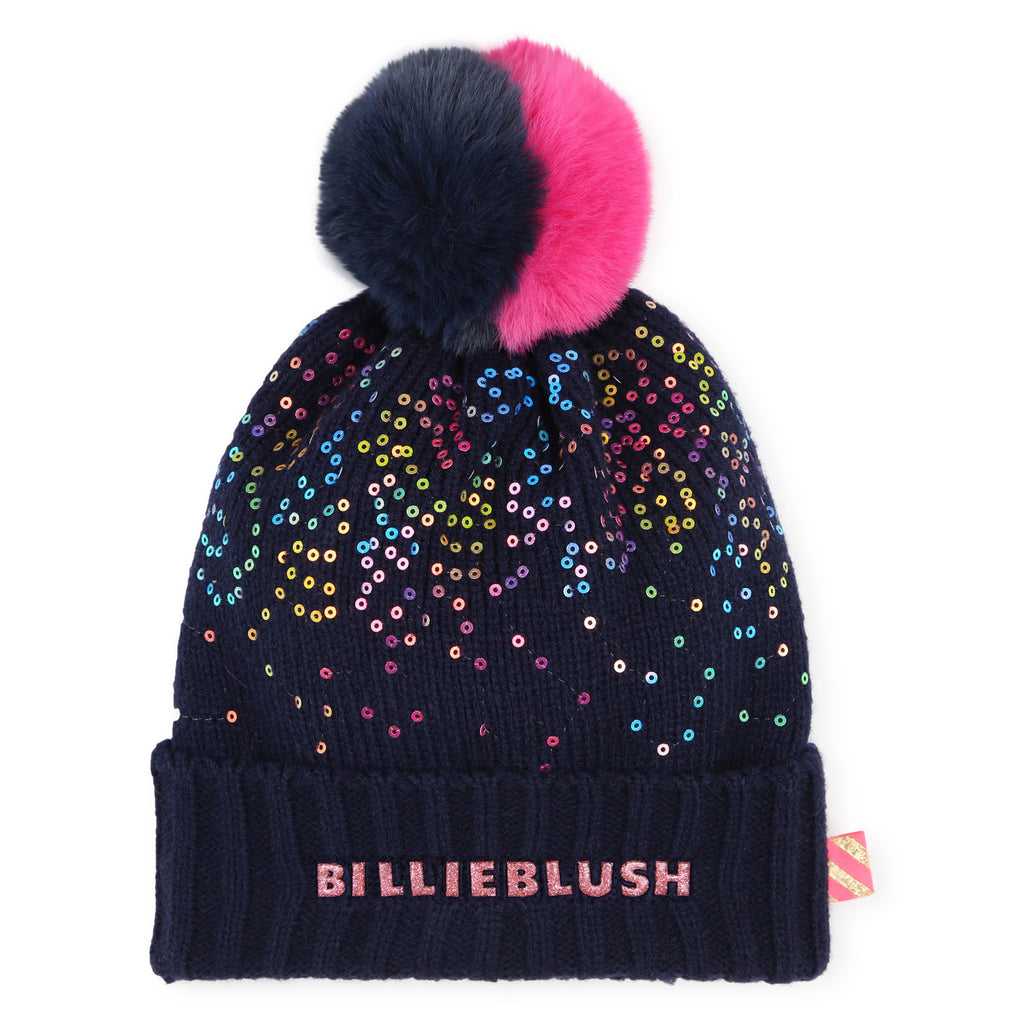 Billieblush Navy Knit Bobble Hat