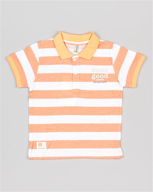 Losan South Beach Striped Orange Polo Shirt