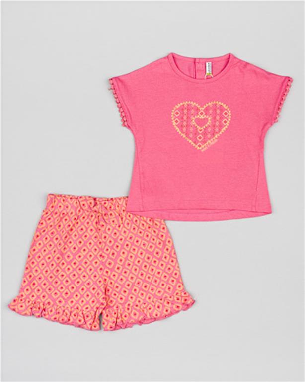 Losan Pink Zoo Party Print Shorts & T-Shirt Set