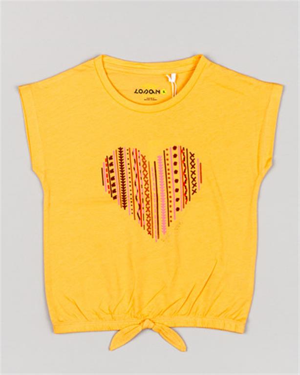 Losan Boho Orange Heart Print T-Shirt