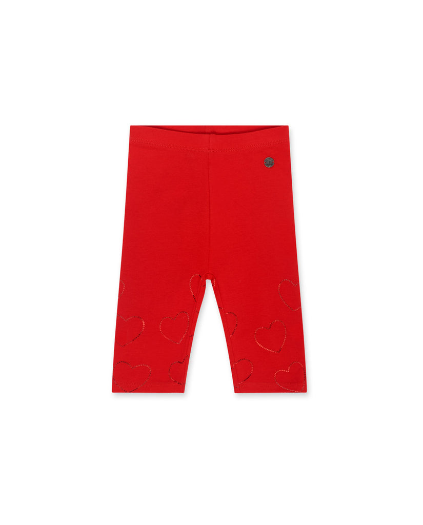 Tuctuc Red Sequin Heart Capri Leggings