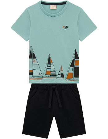 Milon Boat Print Shorts & T-Shirt Set