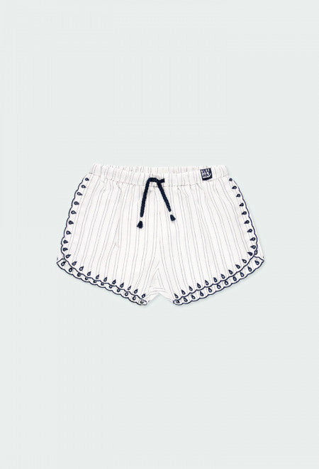 Boboli Striped White Shorts with Navy Detail