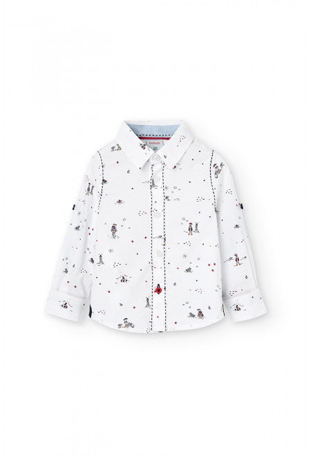 Boboli White Lighthouse Print Shirt