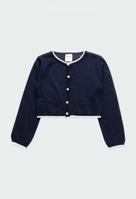 Boboli Navy Pearl Button Cardigan