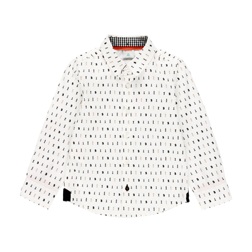 Boboli White Chess Print Shirt