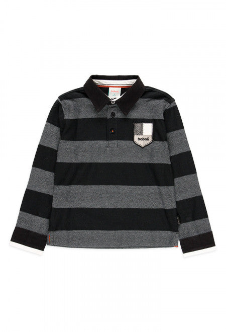 Boboli Black & Grey Stripe Polo Shirt