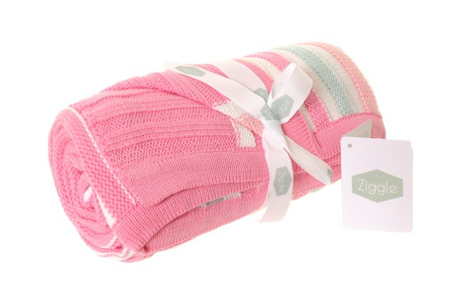 Ziggle Pink & Green Striped Blanket