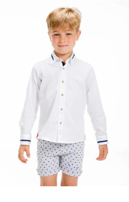 UBS2 White Shirt with Navy Collar Detail