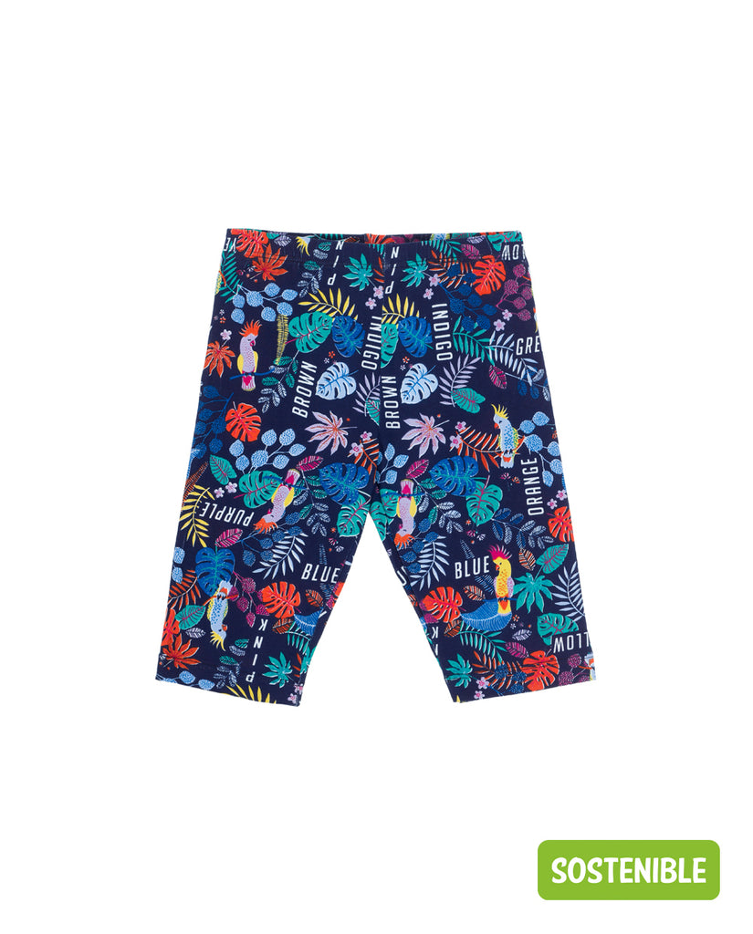 UBS2 Navy Tropical Print Cropped Leggings