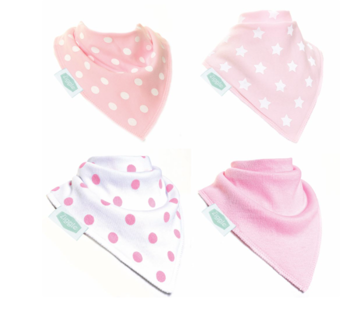 Ziggle Pink & White Bib Set