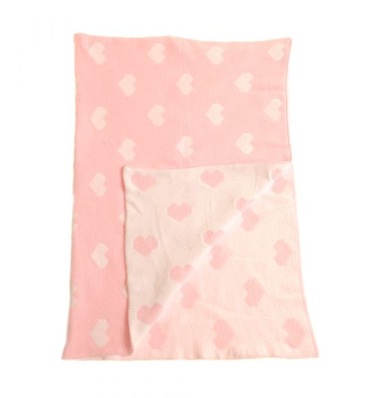 Ziggle Pink & White Heart Print Blanket