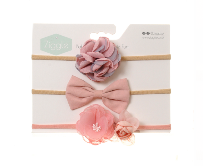 Ziggle Pink Roses Hairband Set