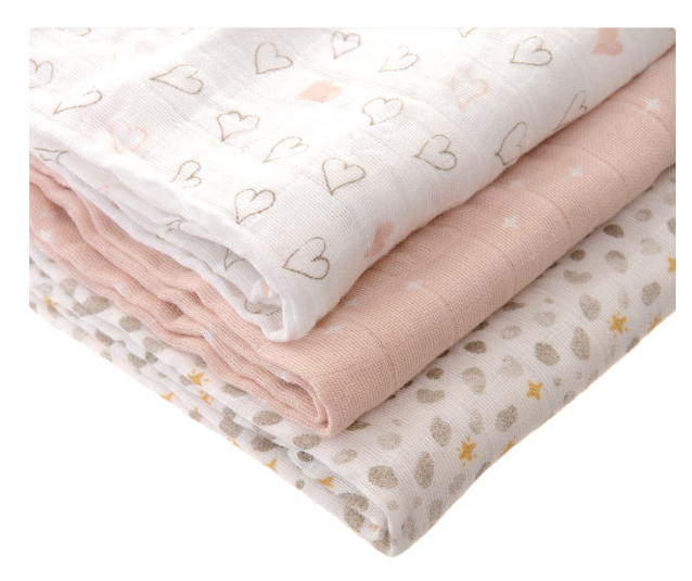 Ziggle Dusky Pink Muslin Cloth Set