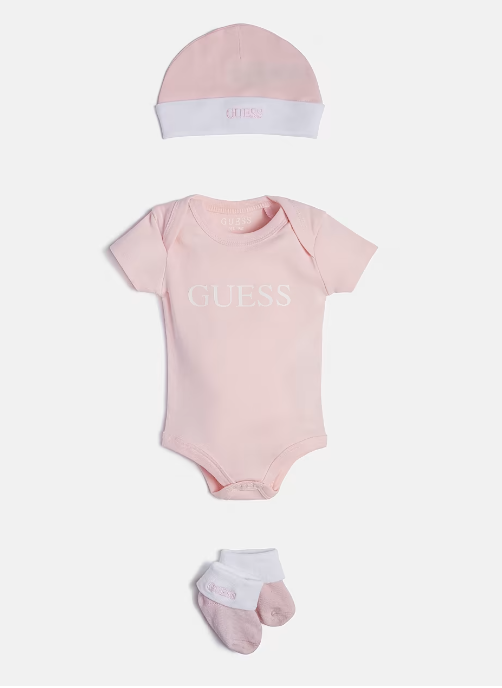 Guess Pink Bodysuit, Hat & Socks